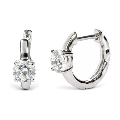 IGI Certified 14K White Gold 1.00 Cttw Lab Grown Diamond Solitaire Huggie Hoop Earrings