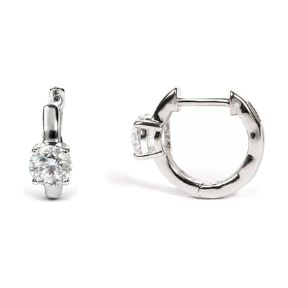 IGI Certified 14K White Gold 1.00 Cttw Lab Grown Diamond Solitaire Huggie Hoop Earrings
