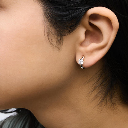 IGI Certified 14K White Gold 1.00 Cttw Lab Grown Diamond Solitaire Huggie Hoop Earrings