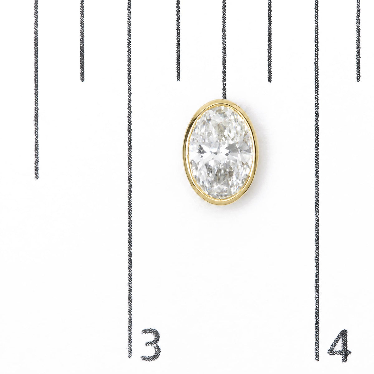 IGI Certified 14K Yellow Gold 4.00 Cttw Lab Grown Oval Cut Diamond Bezel Set Solitaire Stud Earrings