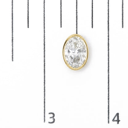 IGI Certified 14K Yellow Gold 4.00 Cttw Lab Grown Oval Cut Diamond Bezel Set Solitaire Stud Earrings