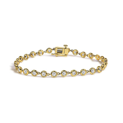 10K Yellow Gold 1 1/2 Cttw Lab Grown Diamond Bezel Link Bracelet