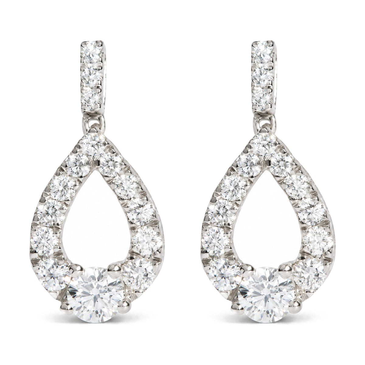 925 Sterling Silver 1 Cttw Round Lab Grown Diamond Open Teardrop Drop Earrings