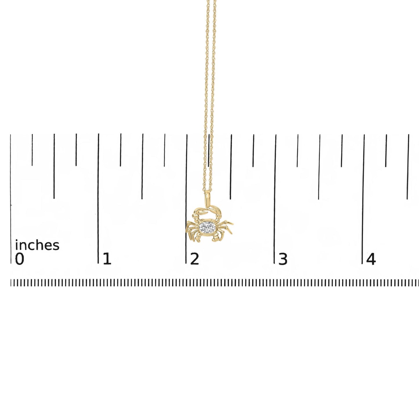 14K Yellow Gold 1/5 Cttw Lab Grown Diamond Crab Pendant Necklace