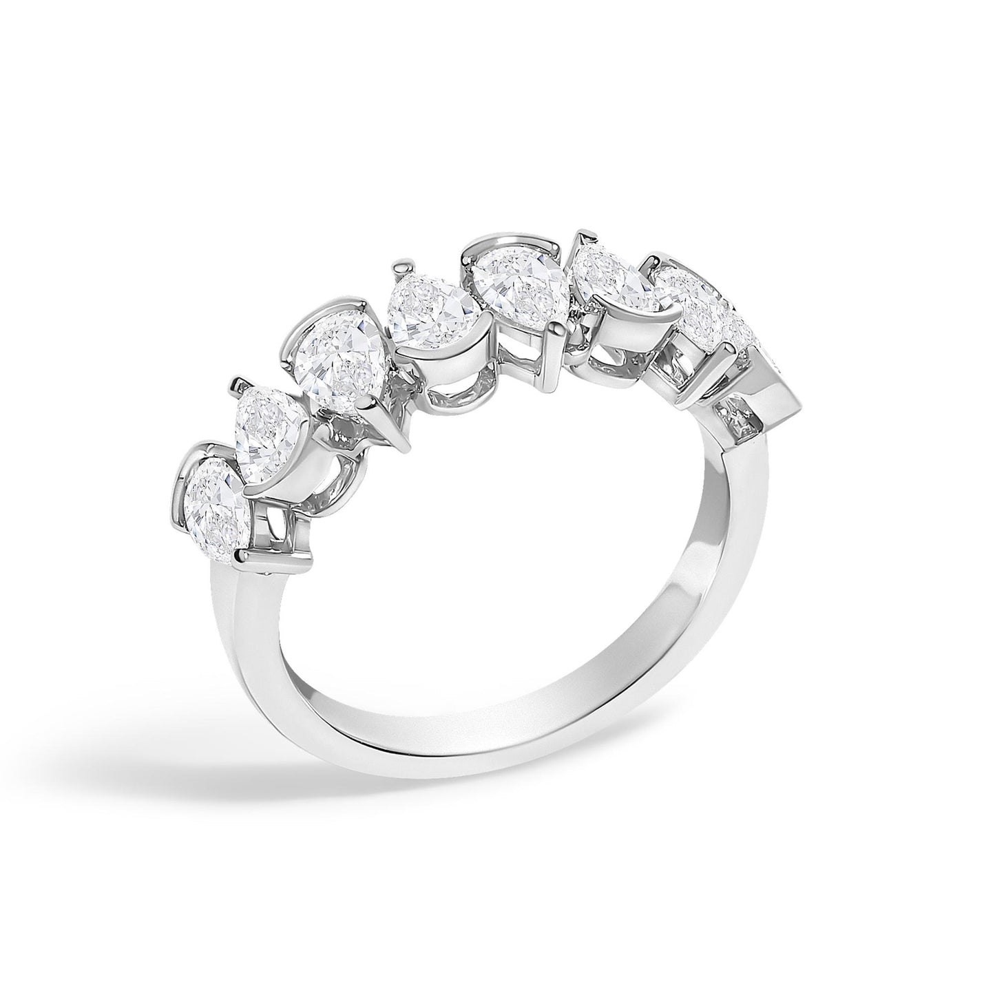 14K Gold 1 2/3 Cttw Lab Grown Pear Shaped Diamond Band Ring