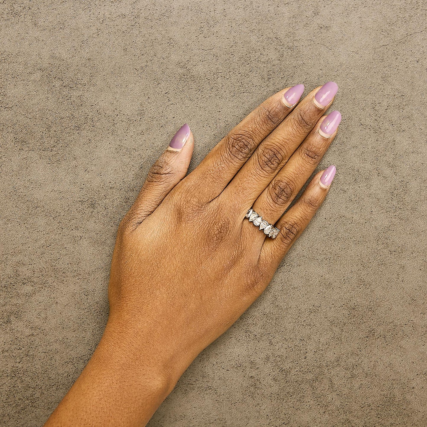 14K Gold 1 2/3 Cttw Lab Grown Pear Shaped Diamond Band Ring