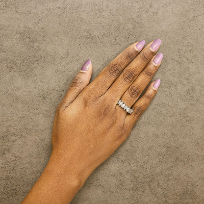 14K Gold 1 2/3 Cttw Lab Grown Pear Shaped Diamond Band Ring
