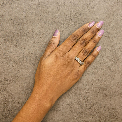 14K Gold 1 2/3 Cttw Lab Grown Pear Shaped Diamond Band Ring
