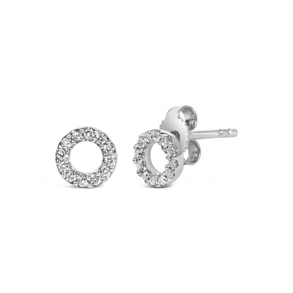 14K White Gold 1/10 Cttw Diamond Open Circle Stud Earrings