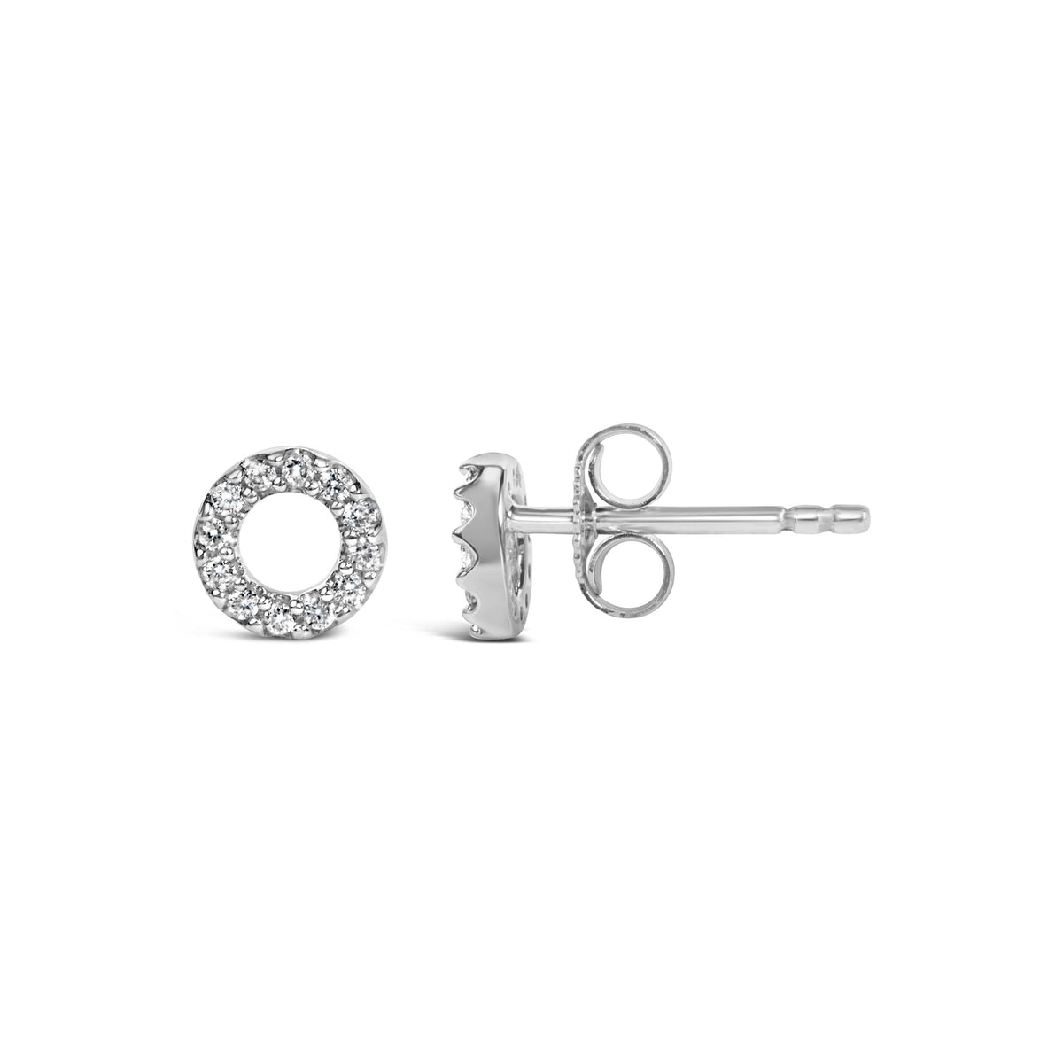 14K White Gold 1/10 Cttw Diamond Open Circle Stud Earrings