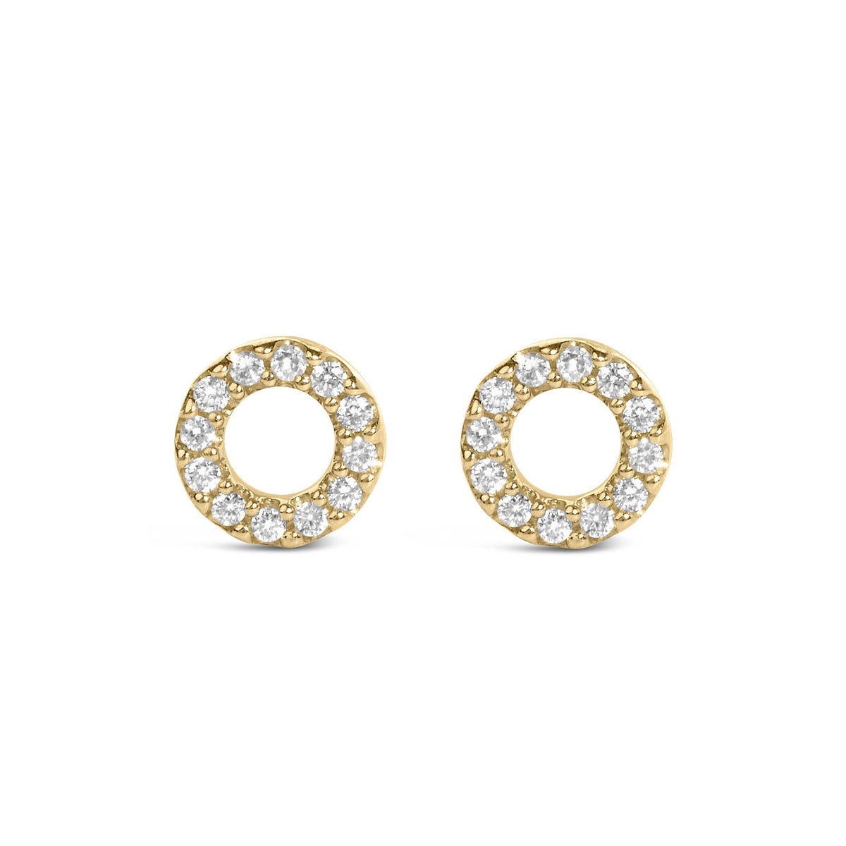 14K White Gold 1/10 Cttw Diamond Open Circle Stud Earrings