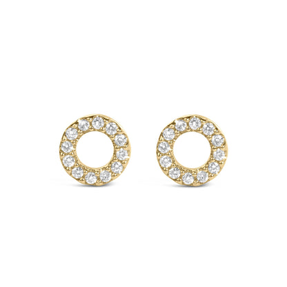 14K White Gold 1/10 Cttw Diamond Open Circle Stud Earrings