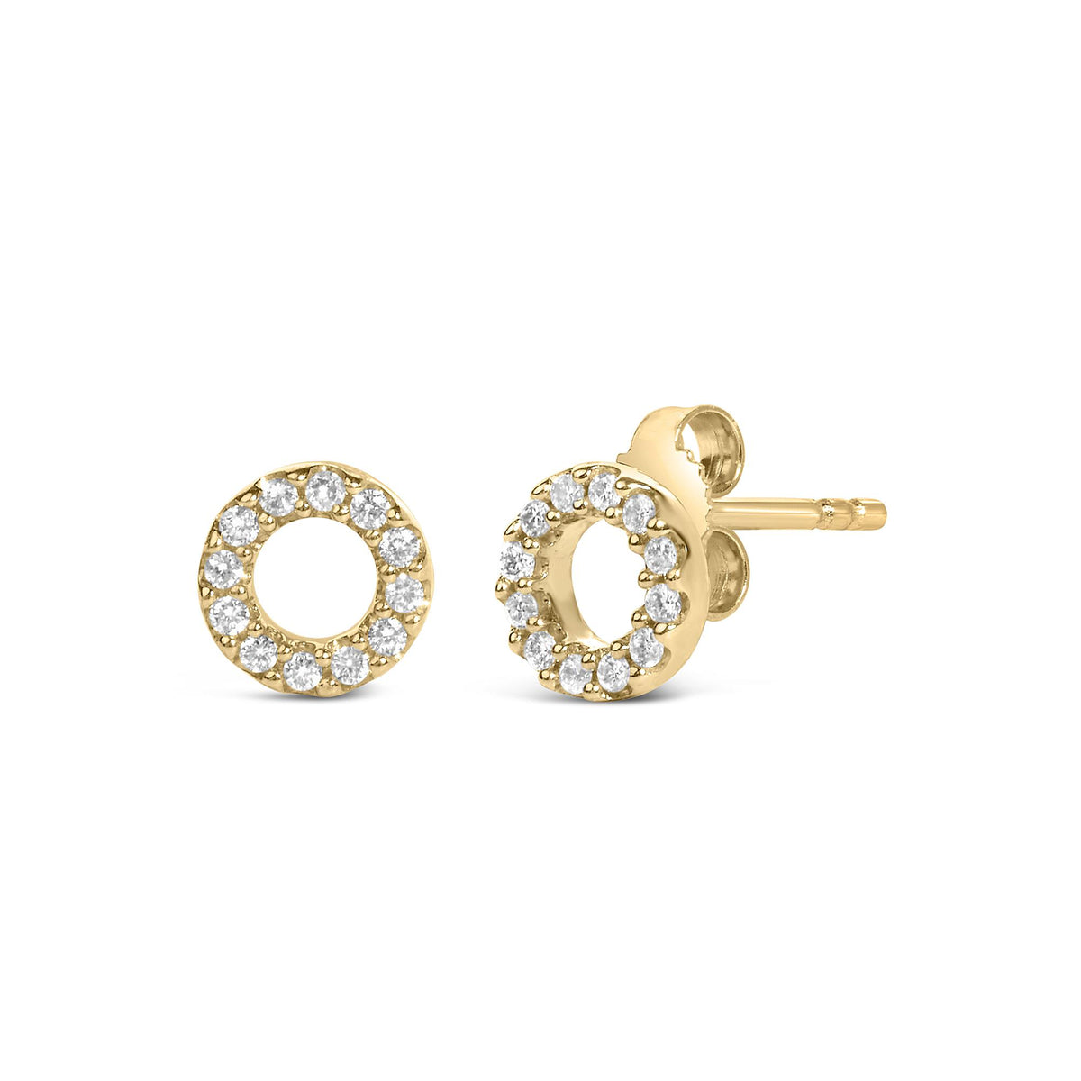 14K White Gold 1/10 Cttw Diamond Open Circle Stud Earrings
