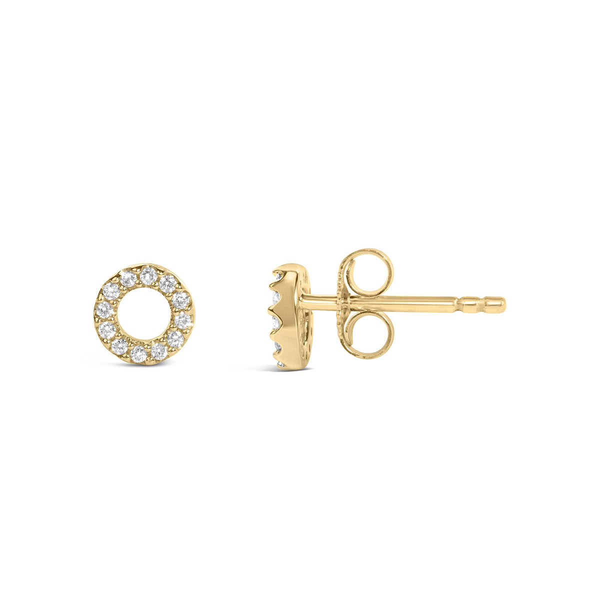 14K White Gold 1/10 Cttw Diamond Open Circle Stud Earrings