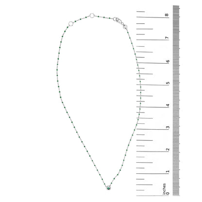 Sterling Silver Lab Created Emerald Bead Chain Necklace