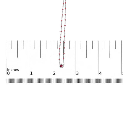 Sterling Silver Rhodolite Enamel Bead Chain Necklace 18 Inch