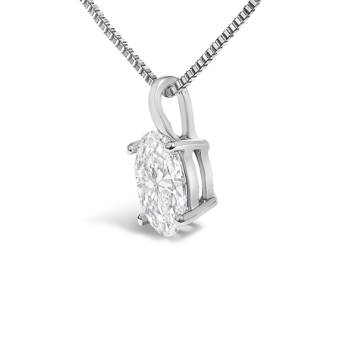 14K Gold Lab Grown Oval Solitaire Diamond Pendant Necklace