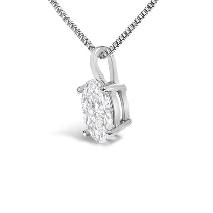 14K Gold Lab Grown Oval Solitaire Diamond Pendant Necklace