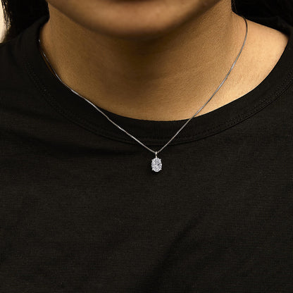 14K Gold Lab Grown Oval Solitaire Diamond Pendant Necklace