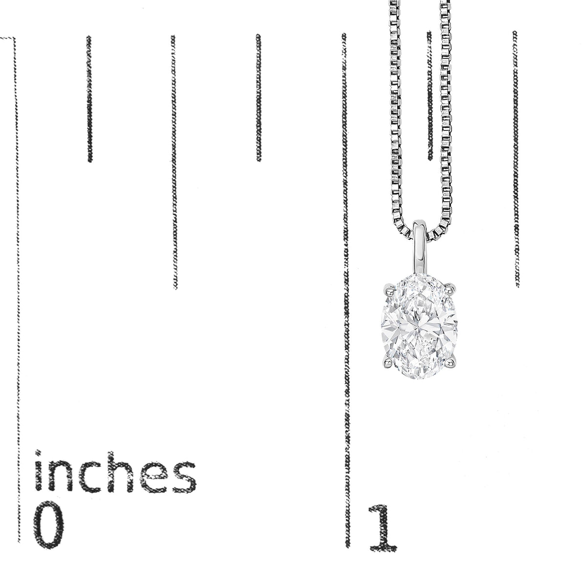 14K Gold Lab Grown Oval Solitaire Diamond Pendant Necklace