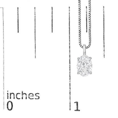 14K Gold Lab Grown Oval Solitaire Diamond Pendant Necklace
