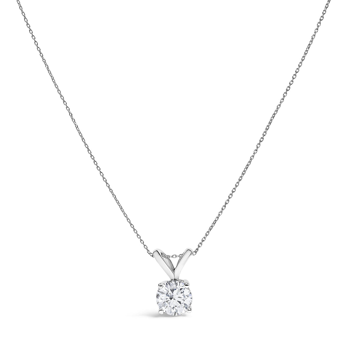 14K Gold Lab Grown Diamond Round Solitaire Pendant Necklace