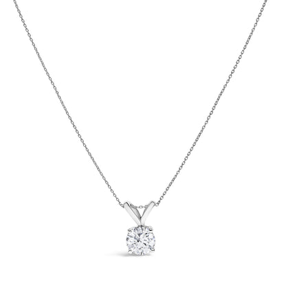 14K Gold Lab Grown Diamond Round Solitaire Pendant Necklace