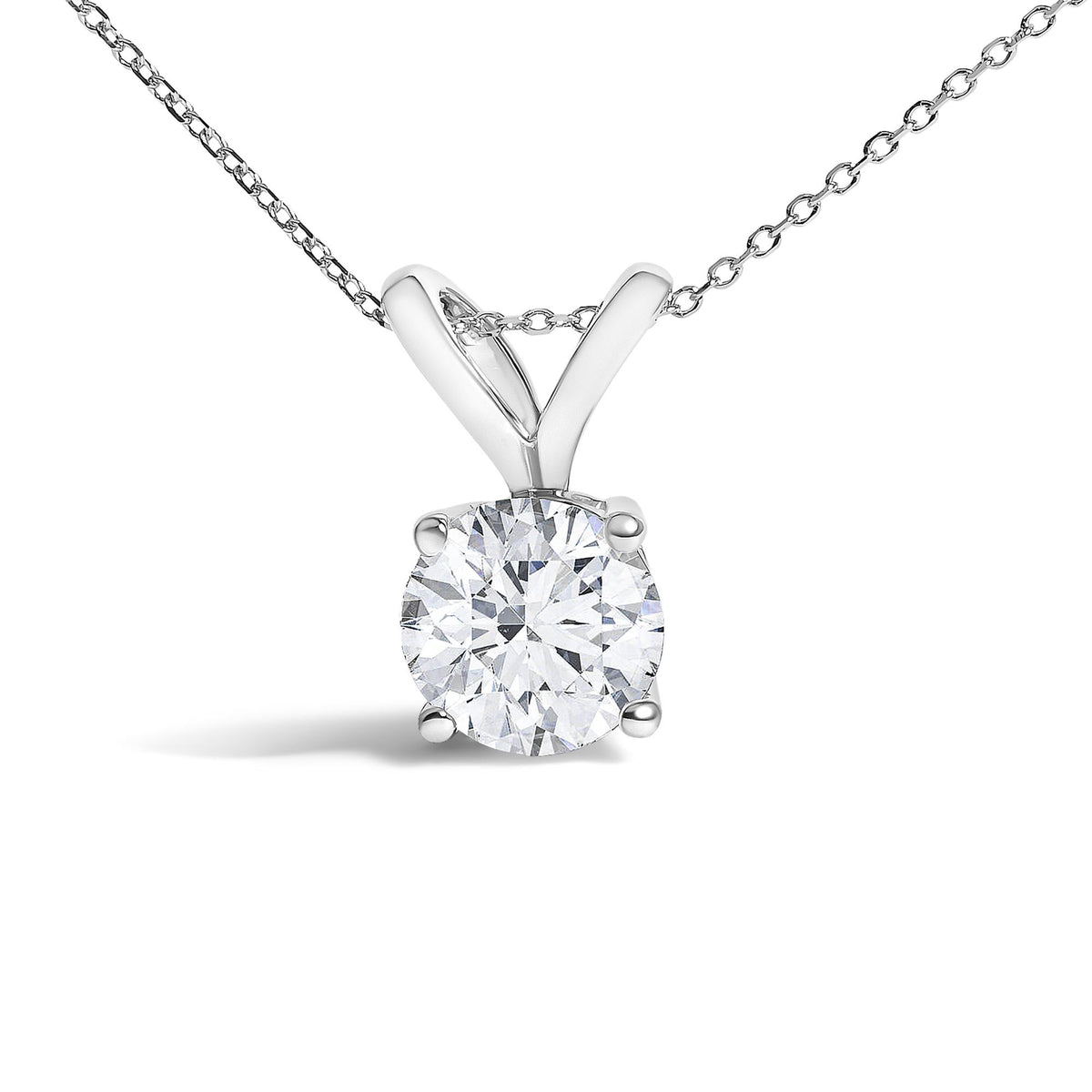 14K Gold Lab Grown Diamond Round Solitaire Pendant Necklace