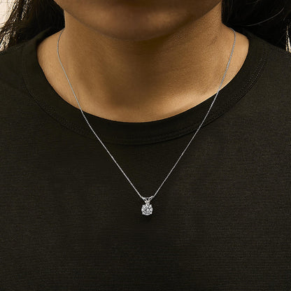 14K Gold Lab Grown Diamond Round Solitaire Pendant Necklace
