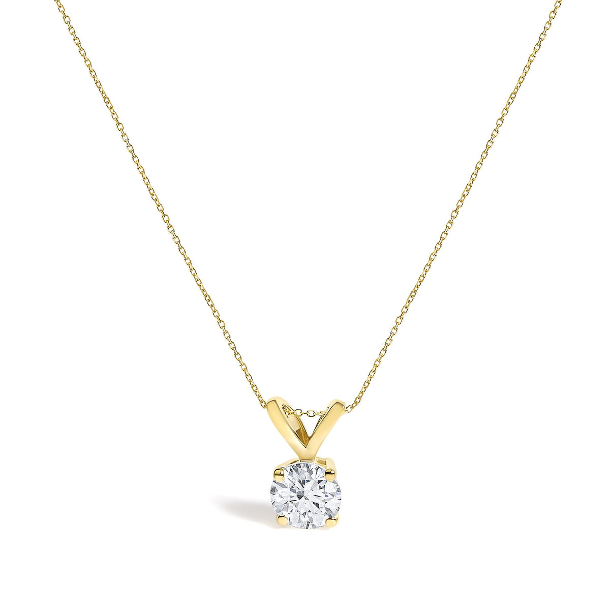 14K Gold Lab Grown Diamond Round Solitaire Pendant Necklace