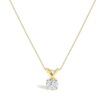 14K Gold Lab Grown Diamond Round Solitaire Pendant Necklace