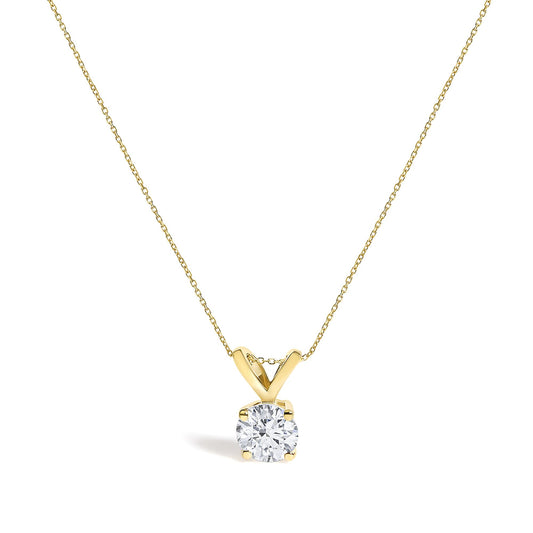 14K Gold Lab Grown Diamond Round Solitaire Pendant Necklace