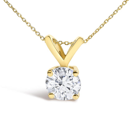 14K Gold Lab Grown Diamond Round Solitaire Pendant Necklace
