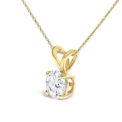14K Gold Lab Grown Diamond Round Solitaire Pendant Necklace