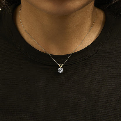 14K Gold Lab Grown Diamond Round Solitaire Pendant Necklace