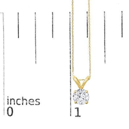 14K Gold Lab Grown Diamond Round Solitaire Pendant Necklace