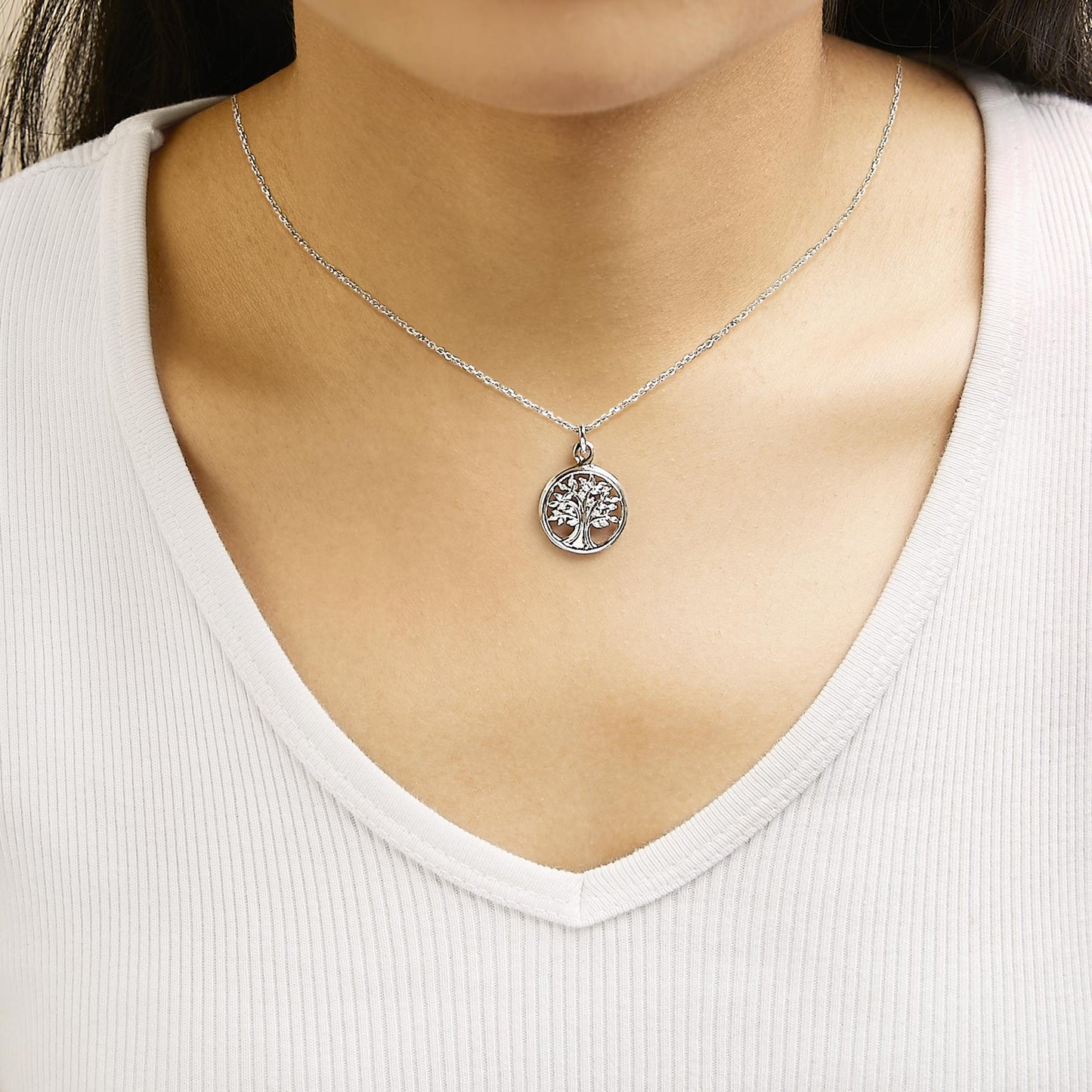 14K Rose Gold Plated Sterling Silver Diamond Accent Tree of Life Pendant Necklace