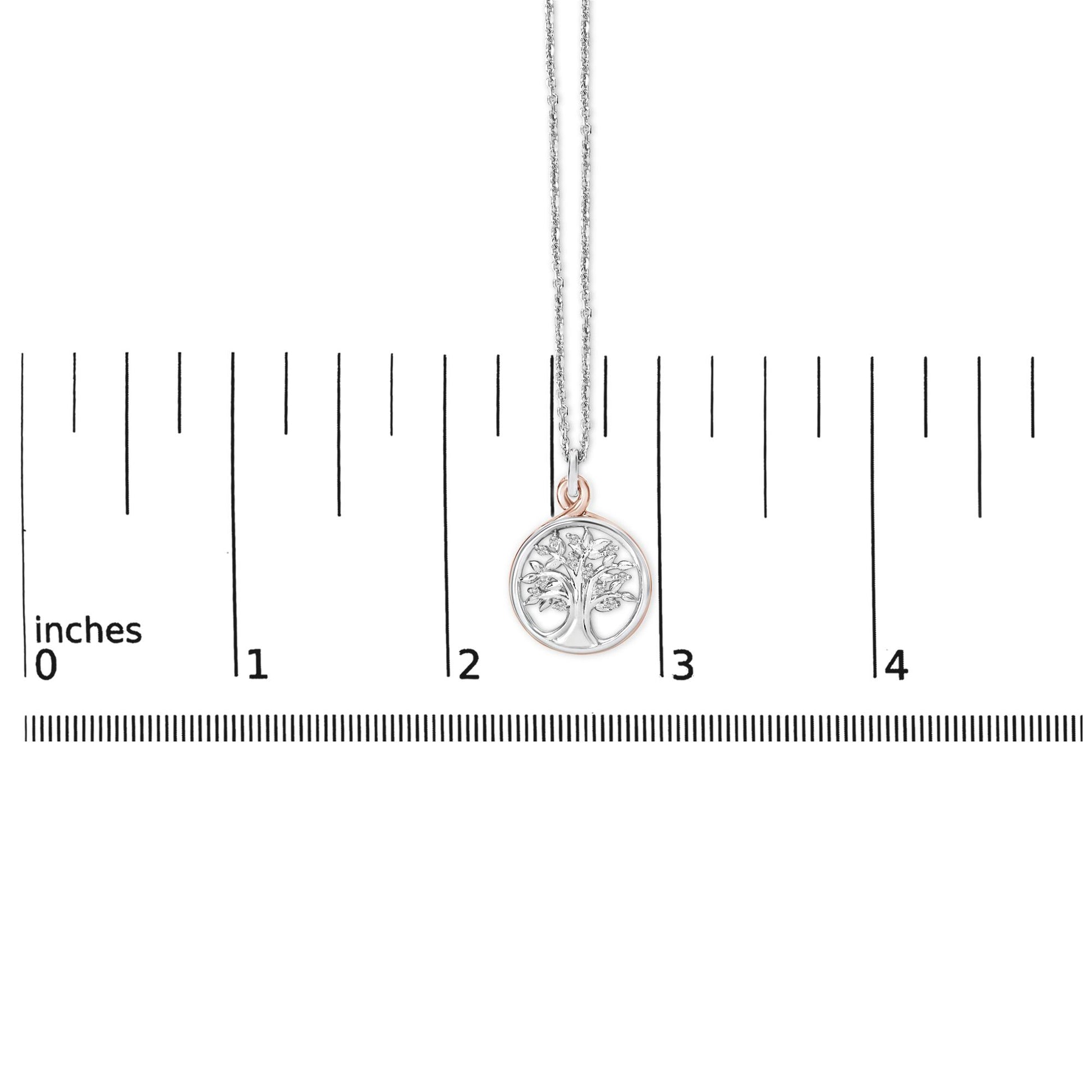 14K Rose Gold Plated Sterling Silver Diamond Accent Tree of Life Pendant Necklace