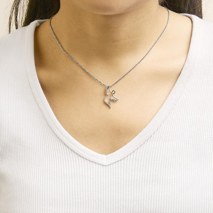 14K Rose Gold Plated Sterling Silver 1/10 Cttw Diamond Angel Pendant Necklace