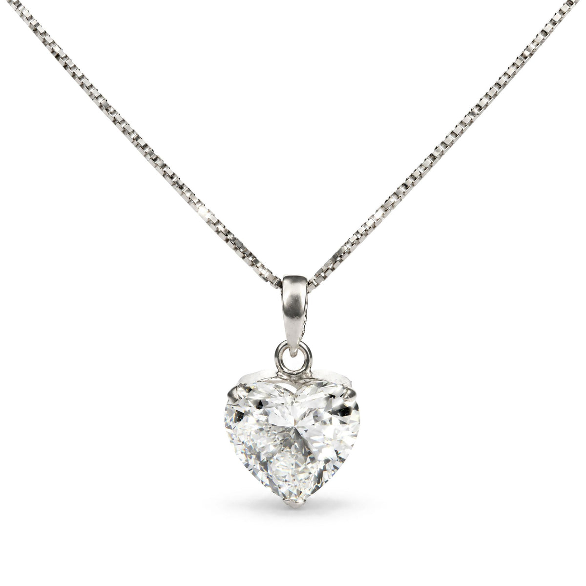 18K White Gold 1 1/2 Cttw Lab Grown Diamond Heart Pendant Necklace