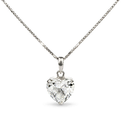 18K White Gold 1 1/2 Cttw Lab Grown Diamond Heart Pendant Necklace
