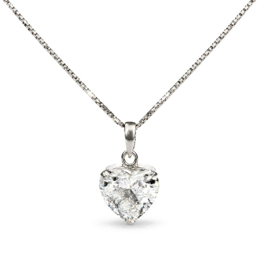 18K White Gold 1 1/2 Cttw Lab Grown Diamond Heart Pendant Necklace