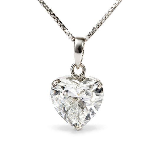 18K White Gold 1 1/2 Cttw Lab Grown Diamond Heart Pendant Necklace
