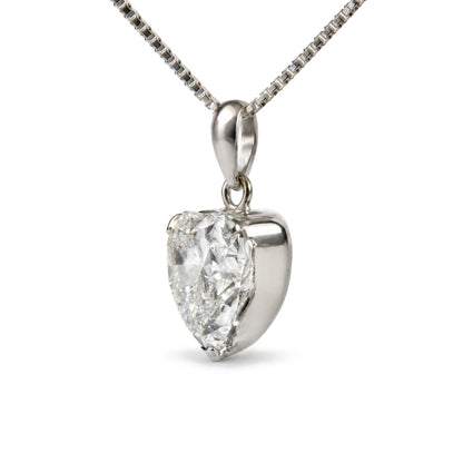 18K White Gold 1 1/2 Cttw Lab Grown Diamond Heart Pendant Necklace