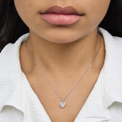 18K White Gold 1 1/2 Cttw Lab Grown Diamond Heart Pendant Necklace