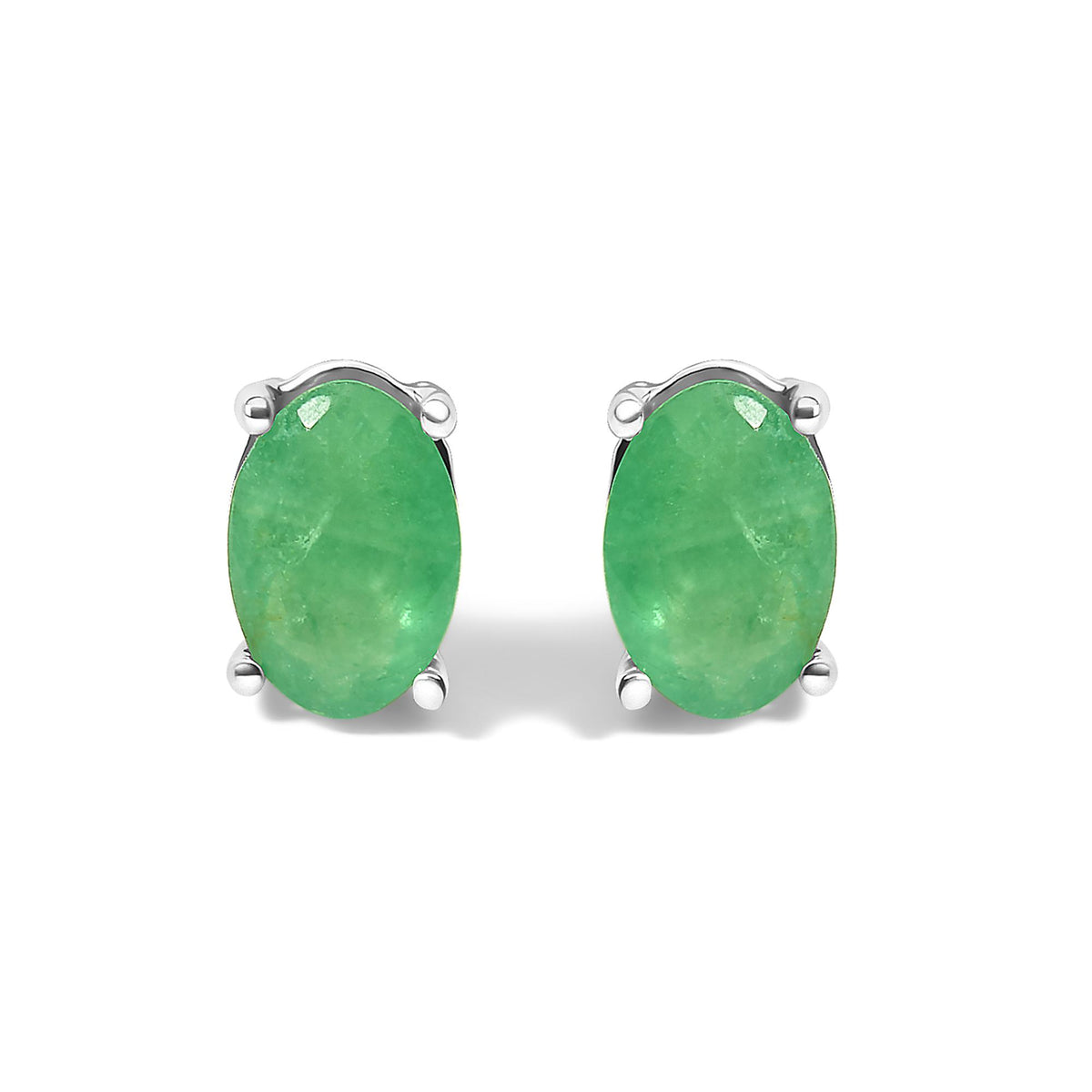 Sterling Silver 5x3mm Natural Oval Gemstone Solitaire Stud Earrings