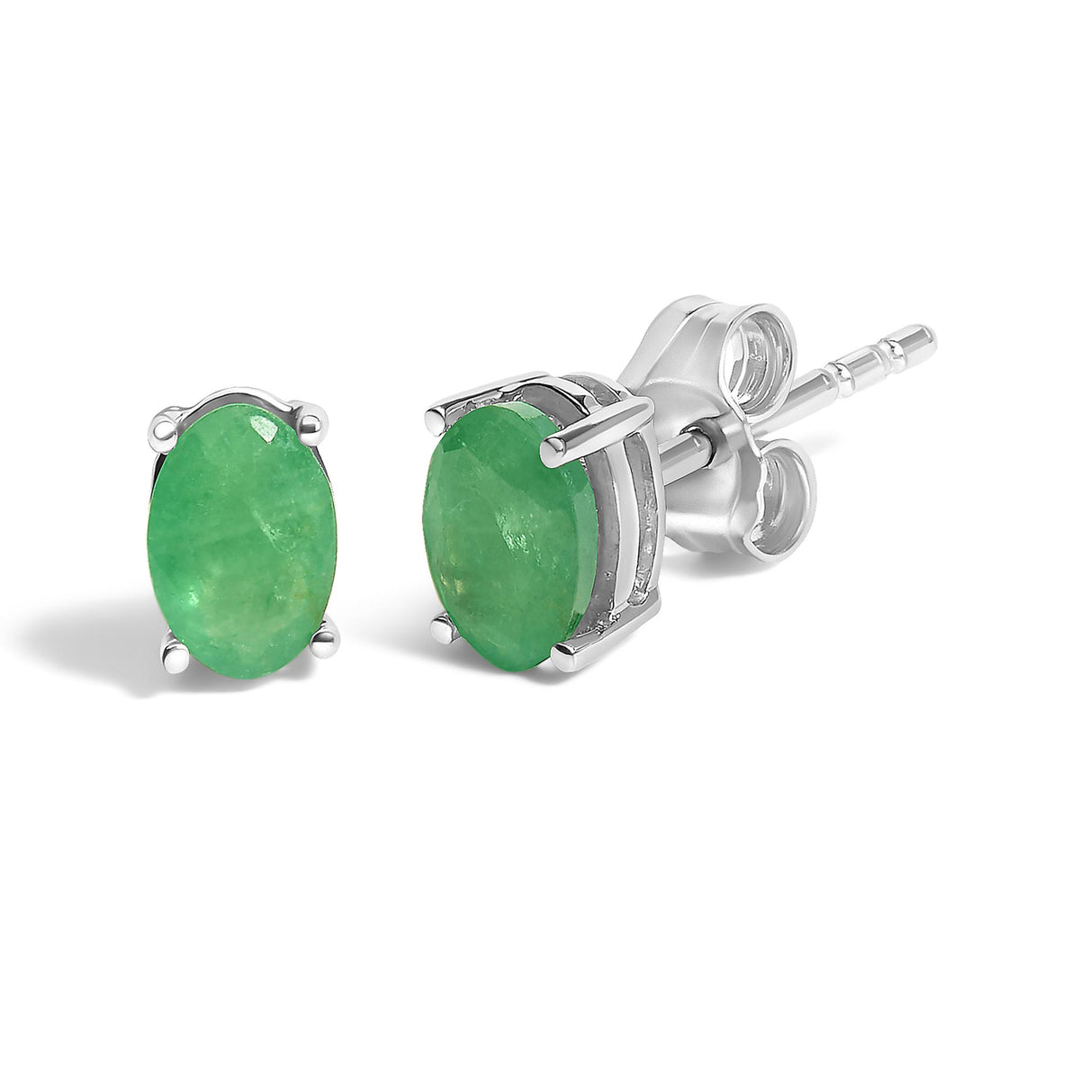 Sterling Silver 5x3mm Natural Oval Gemstone Solitaire Stud Earrings