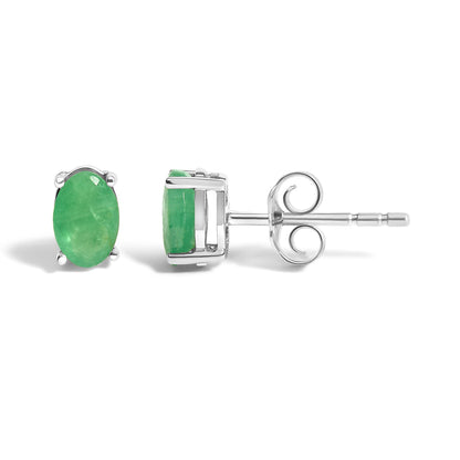 Sterling Silver 5x3mm Natural Oval Gemstone Solitaire Stud Earrings