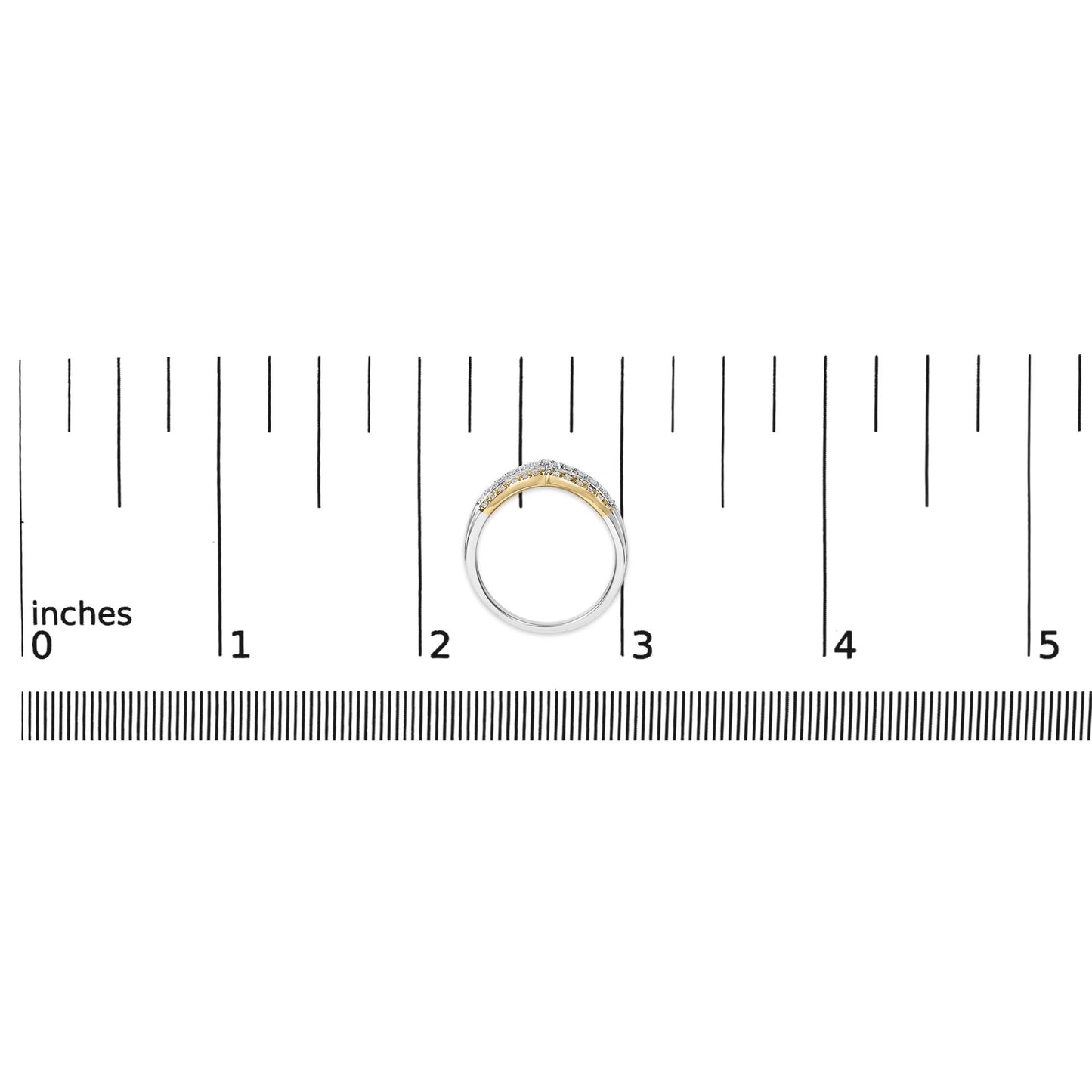 10K Gold Plated Sterling Silver 1/3 Cttw Tri-Color Chevron Diamond Stackable Ring