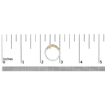 10K Gold Plated Sterling Silver 1/3 Cttw Tri-Color Chevron Diamond Stackable Ring